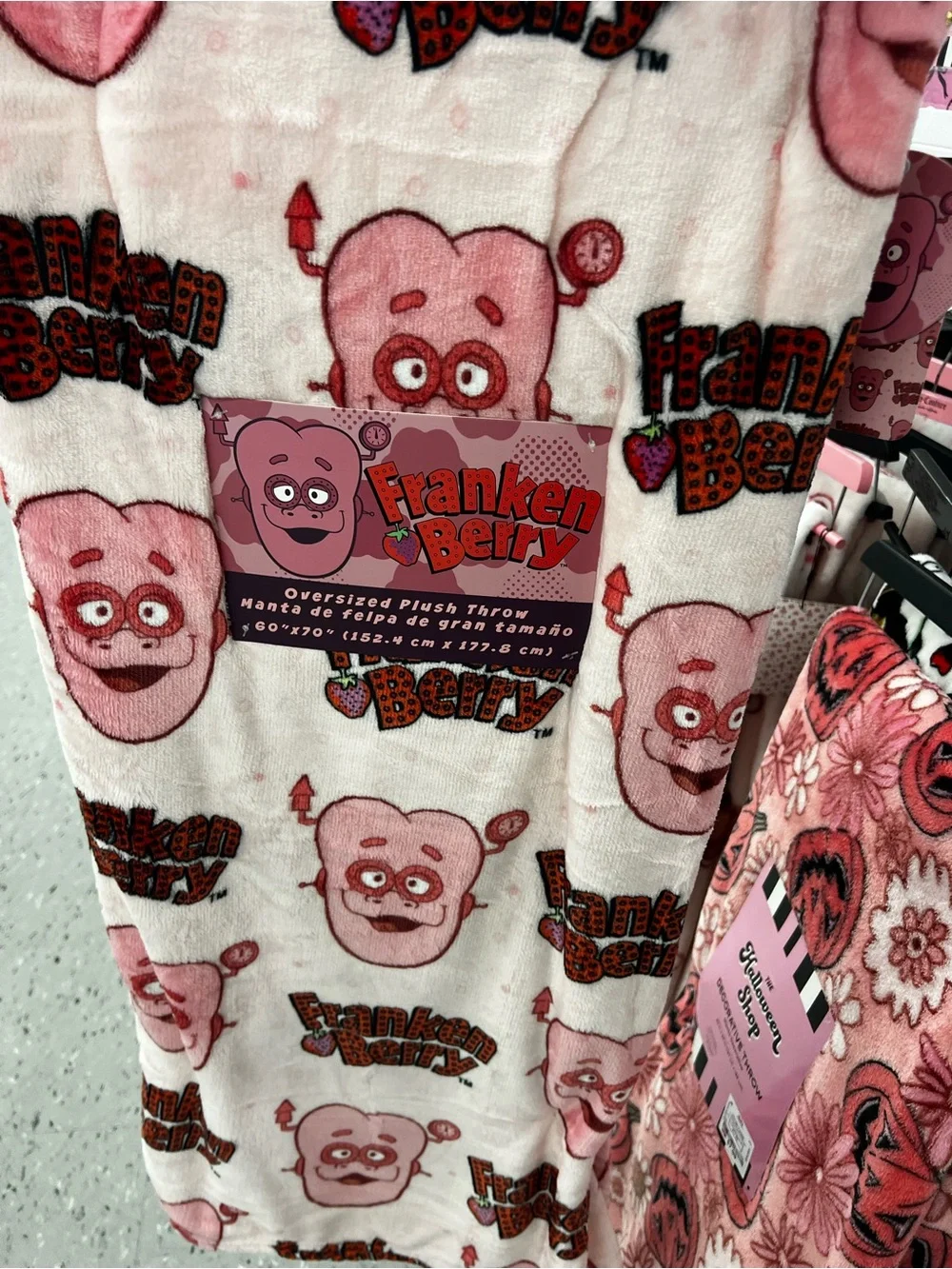 Franken berry Plush Throw Blanket - Pink